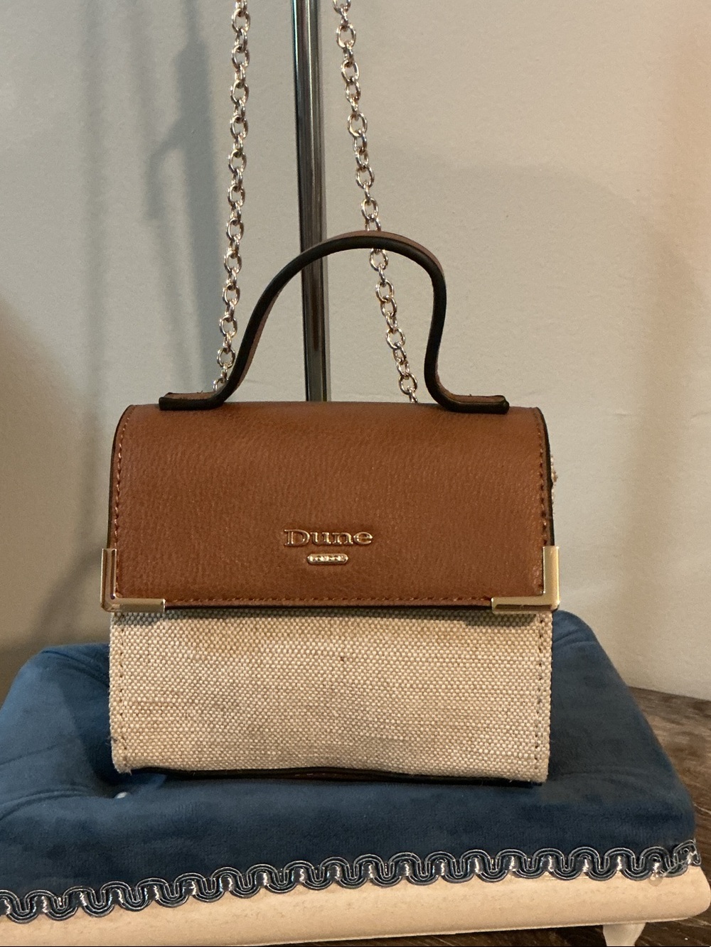Dune London Brown Cream Mini Top-Handle Shoulder Crossbody Bag New Condition